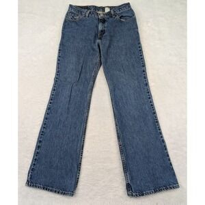 VTG Levi's 519 Flare Denim Jeans Size 8 Reg. Mid Rise Logo Medium Wash 90s USA